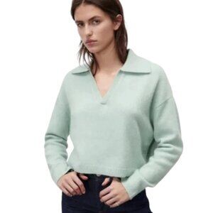 Zara Womens Medium Cropped Polo Collar Knit sweater